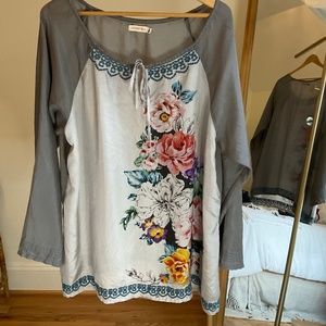 Johnny Was Floral Silk Tunic Size XL